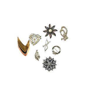 Vintage Rhinestone Brooch Pin Lot Of 8 Crafting Designs Repairs